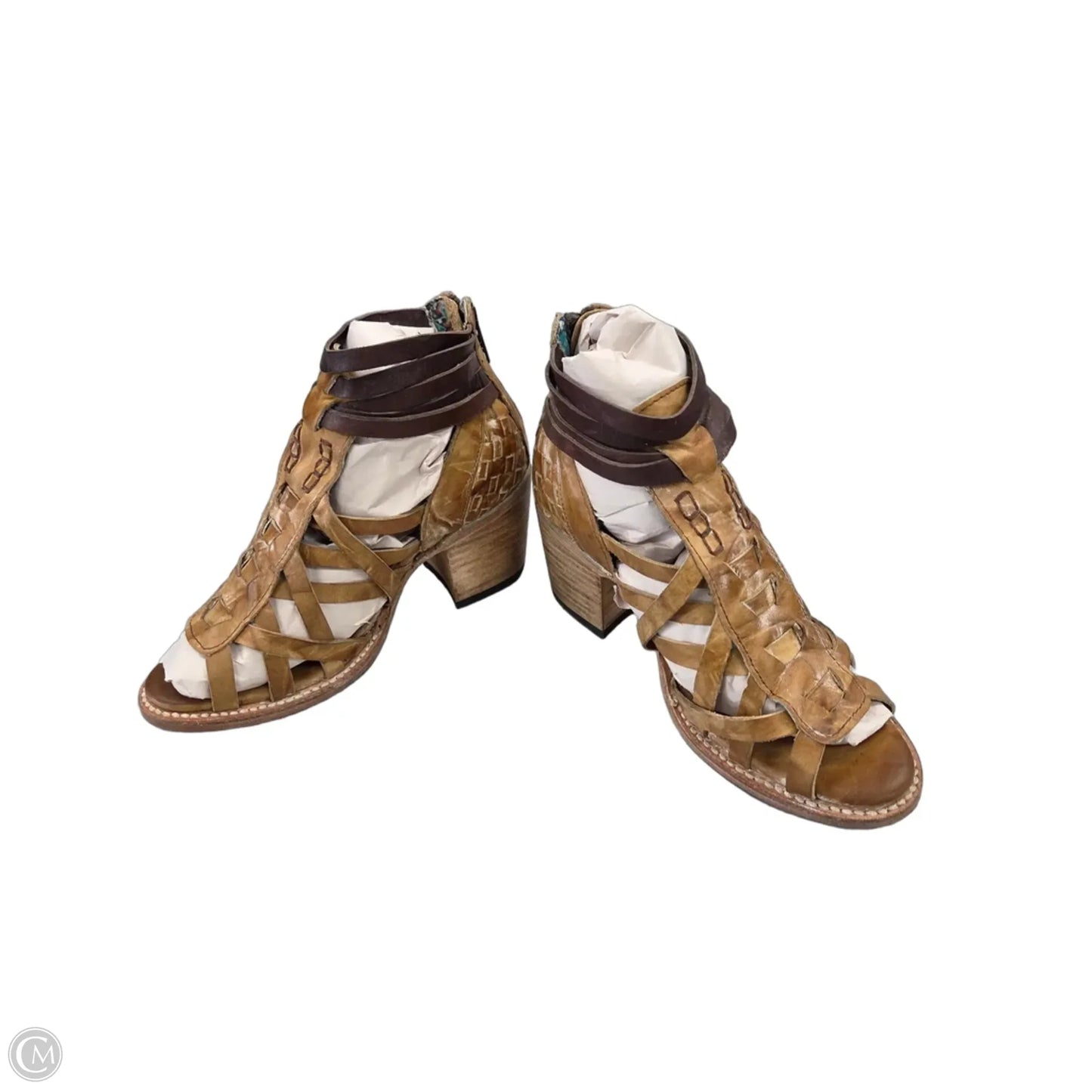 Sandals Heels Block By Freebird In Tan, Size: 6