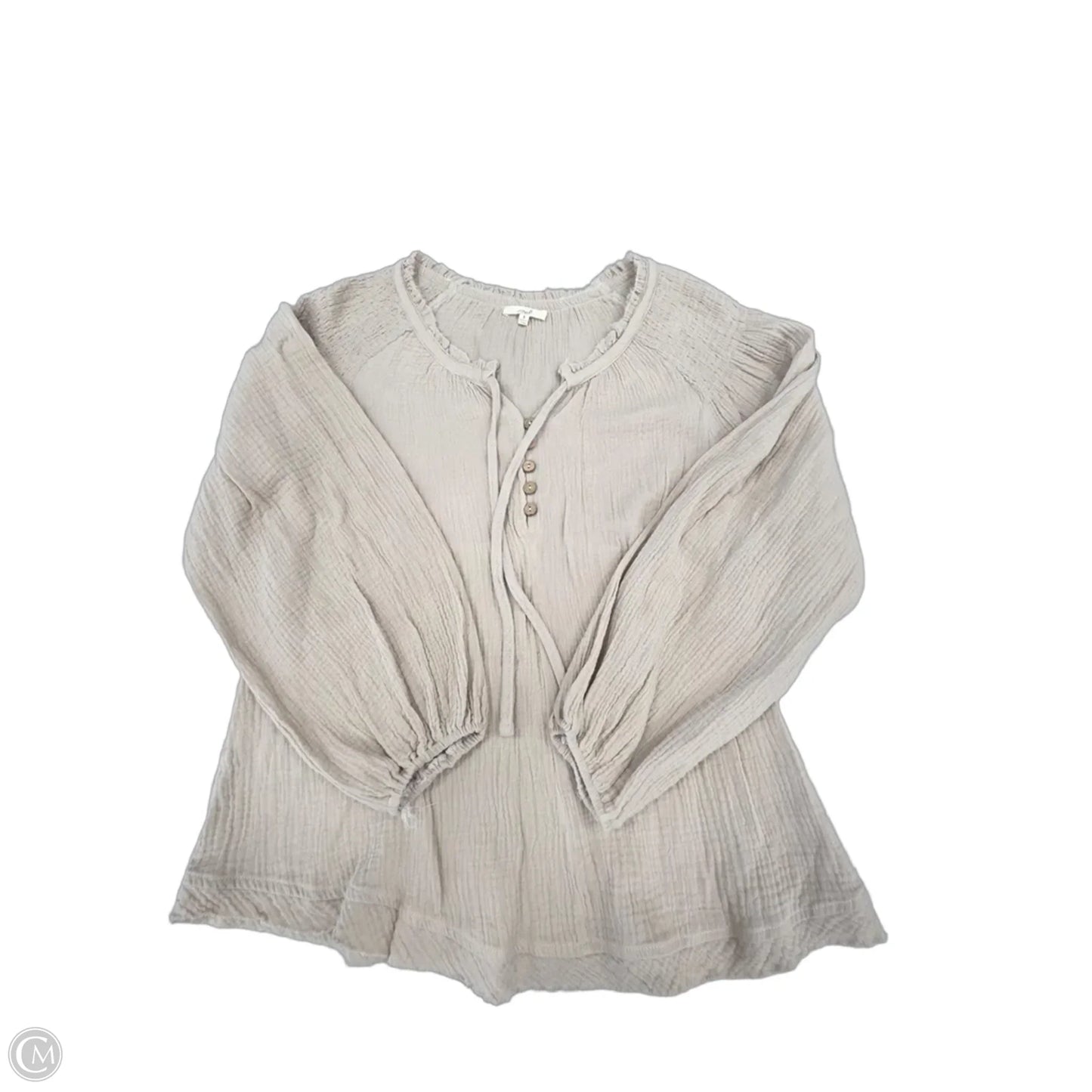 Top Long Sleeve By Easel In Cream, Size: S