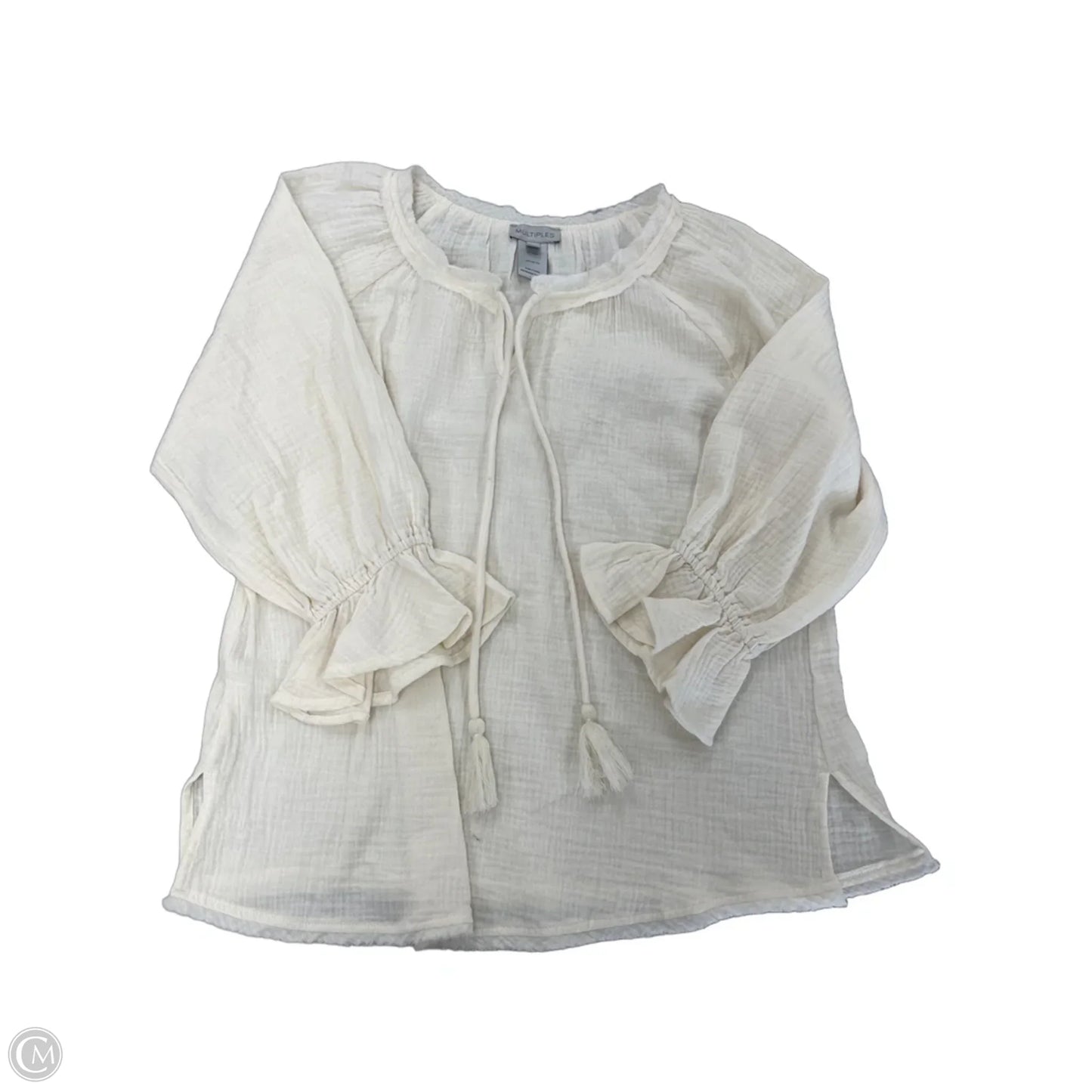 Top 3/4 Sleeve By Multiples In Cream, Size: S