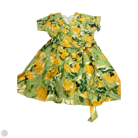 Dress Casual Short By Simply Vera In Green & Yellow, Size: L