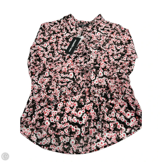 Top Long Sleeve Designer By Karl Lagerfeld In Floral Print, Size: S