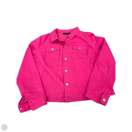 Jacket Denim By Talbots In Pink, Size: L
