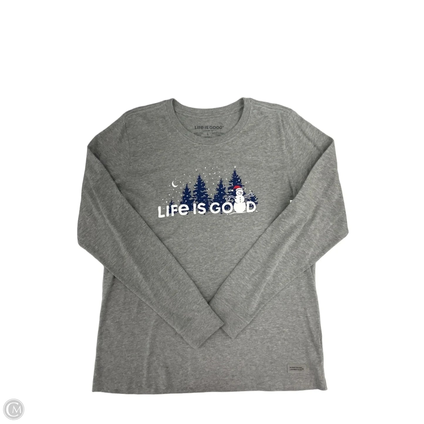 Top Long Sleeve By Life Is Good In Grey, Size: L