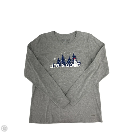 Top Long Sleeve By Life Is Good In Grey, Size: L