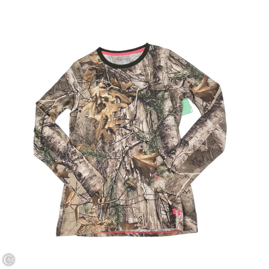 Top Long Sleeve By Under Armour In Camouflage Print, Size: M