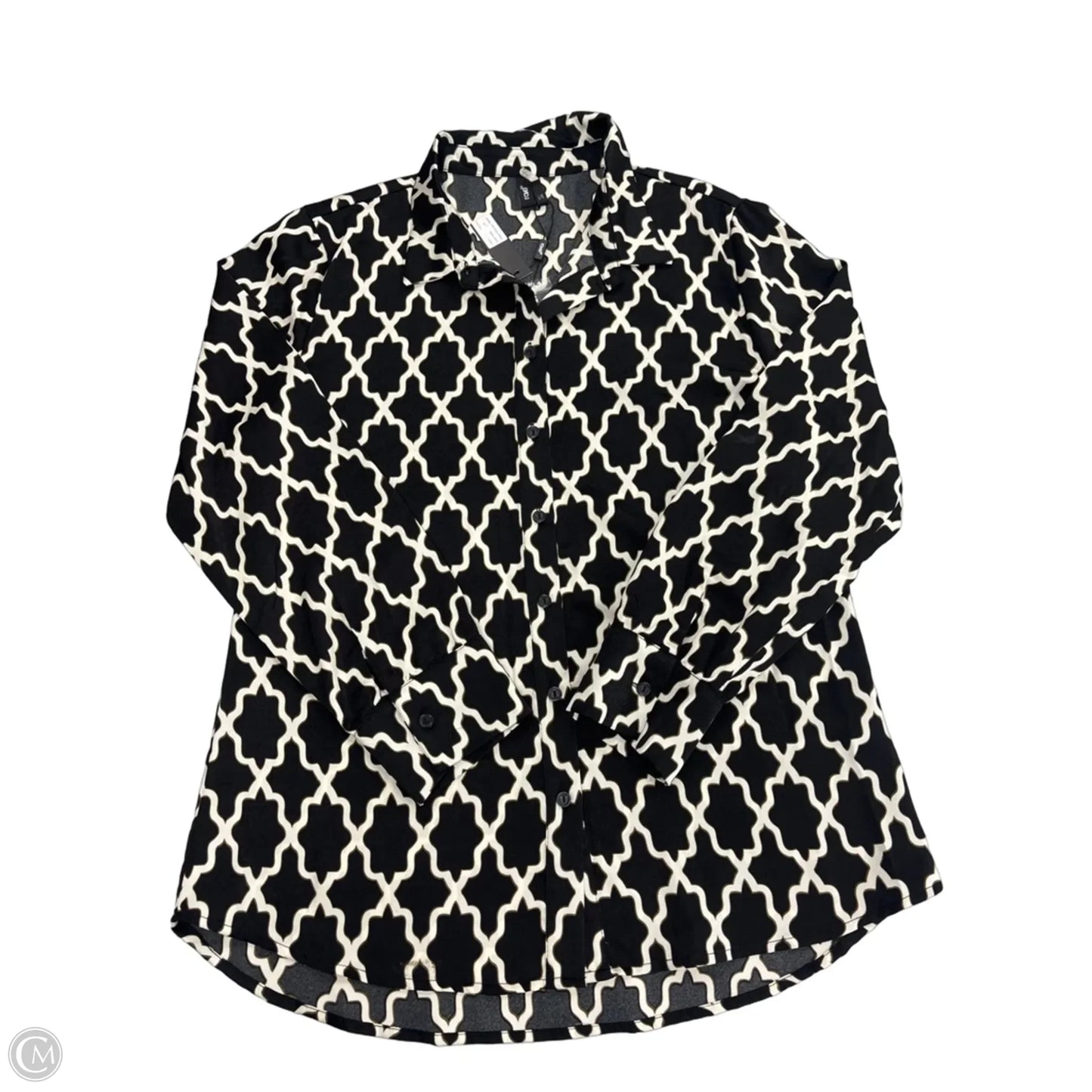 Top Long Sleeve By Cmb In Black & Green, Size: L