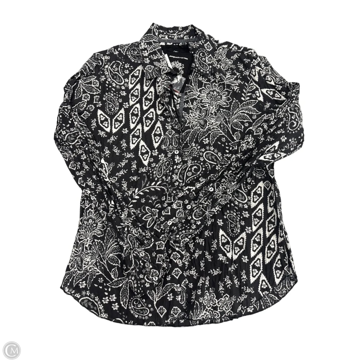 Top Long Sleeve By Cmb In Black & White, Size: Xl
