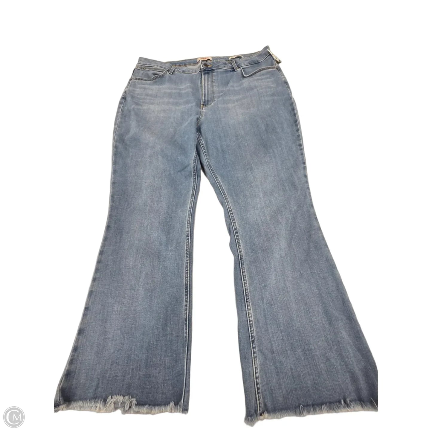 Jeans Flared By Wrangler In Blue Denim, Size: 14