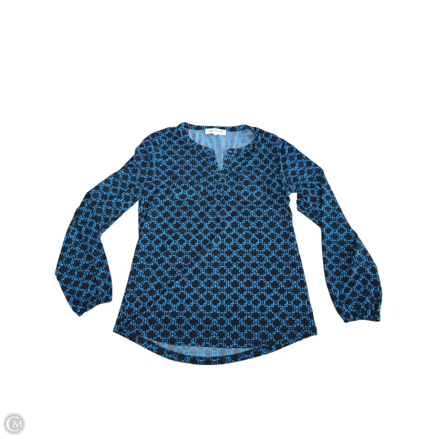 Top Long Sleeve By Jones New York In Black & Blue, Size: S