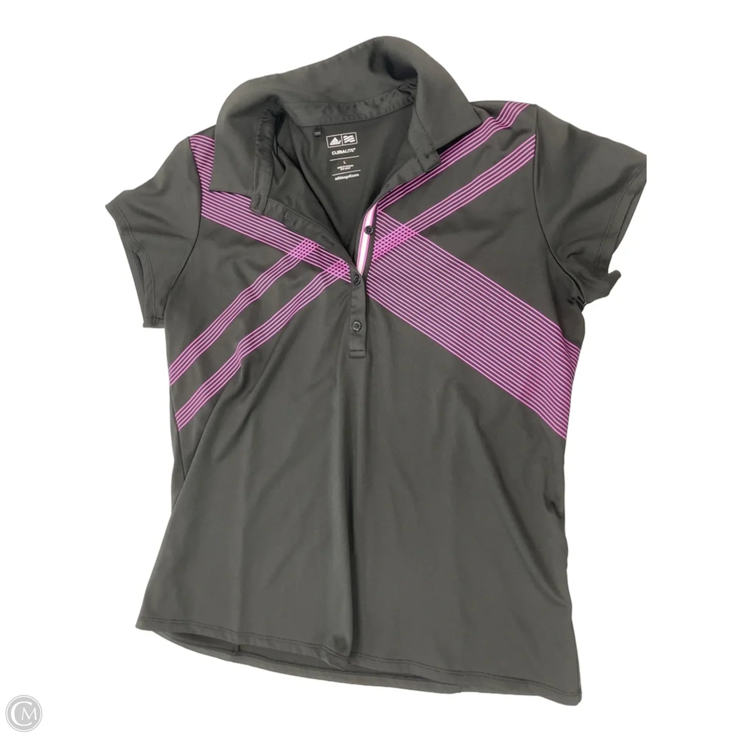 Athletic Top Short Sleeve By Adidas In Black & Purple, Size: L