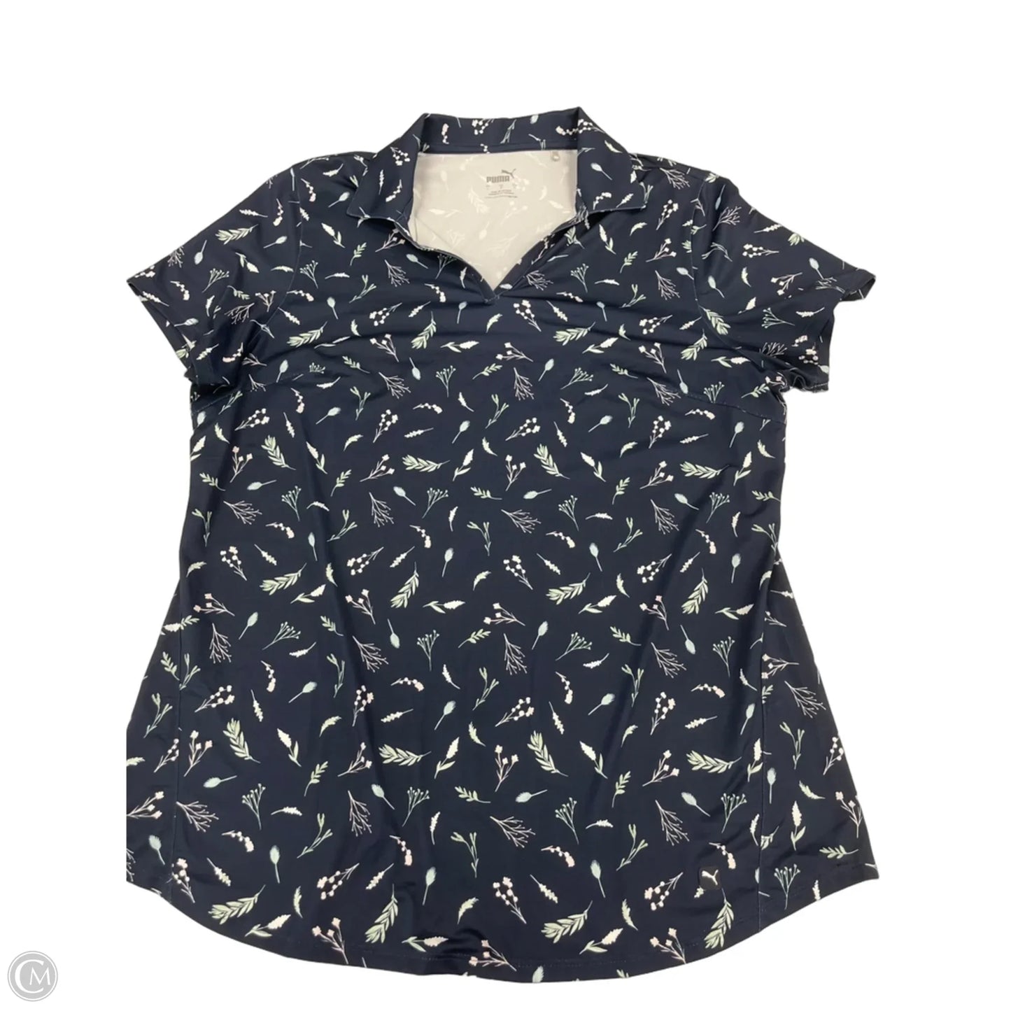 Athletic Top Short Sleeve By Puma In Navy, Size: L