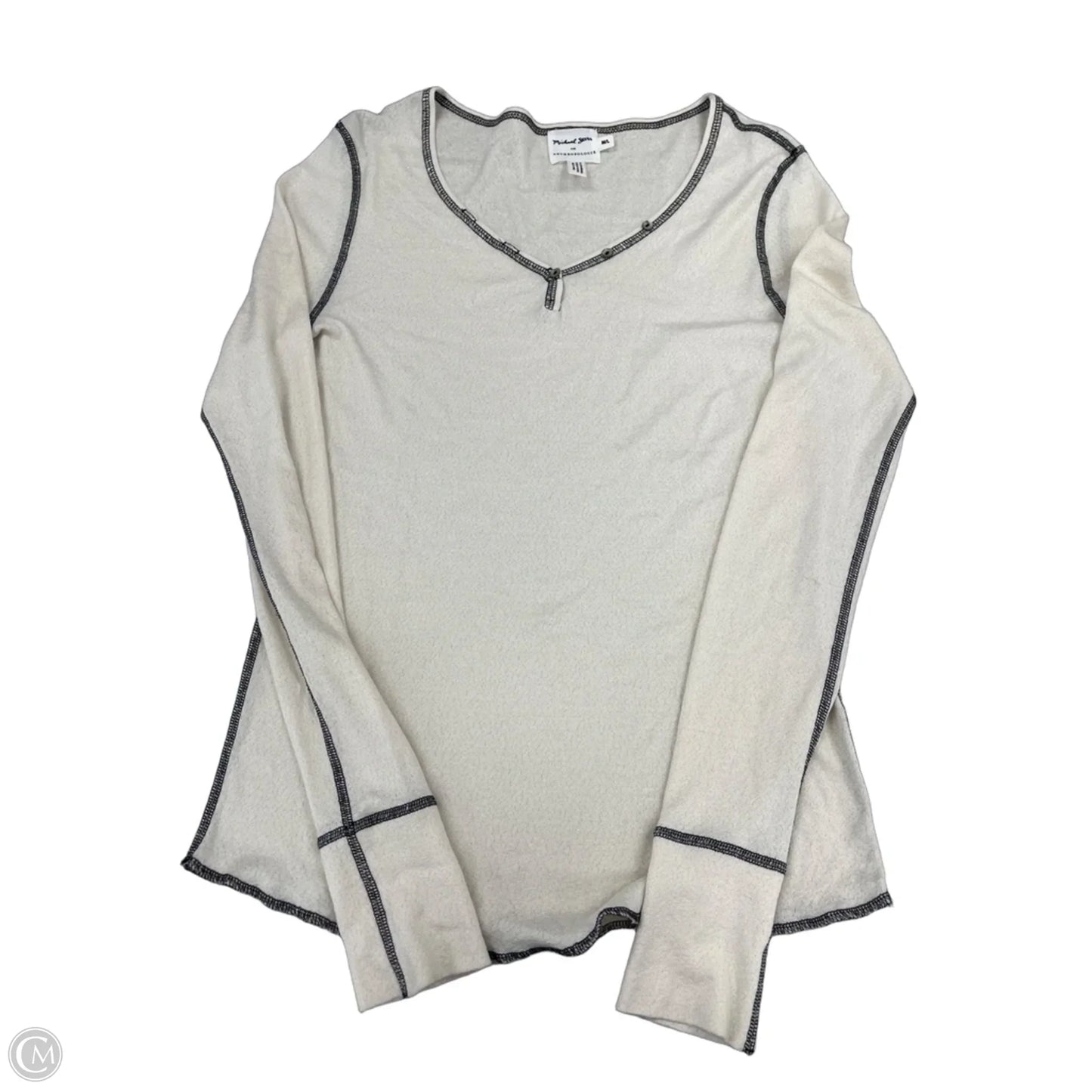 Top Long Sleeve By Anthropologie In Cream, Size: M