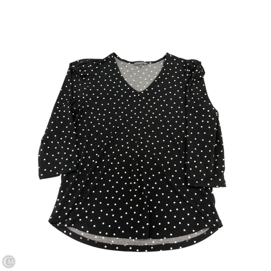 Top Long Sleeve By Adrianna Papell In Black & White, Size: M