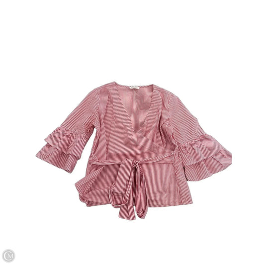 Top 3/4 Sleeve By Beachlunchlounge In Red & White, Size: M