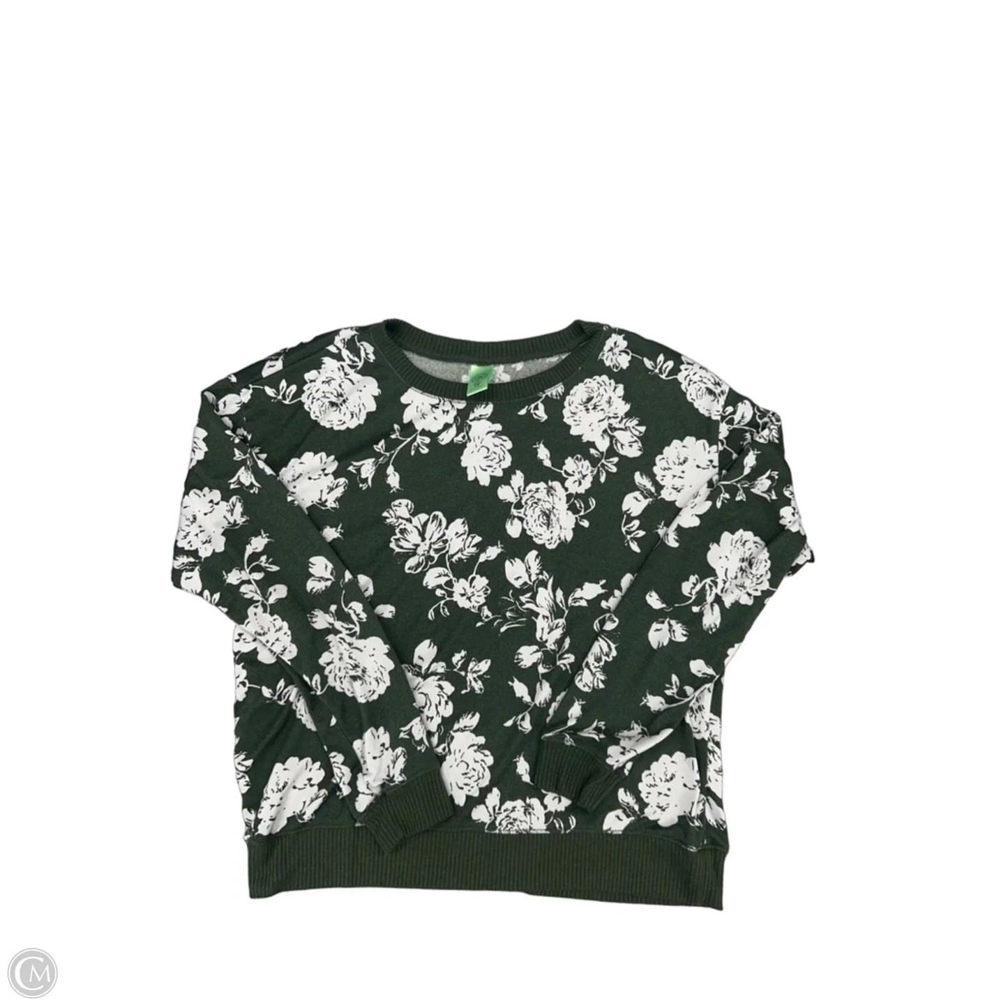 Top Long Sleeve By Cme In Green & White, Size: L