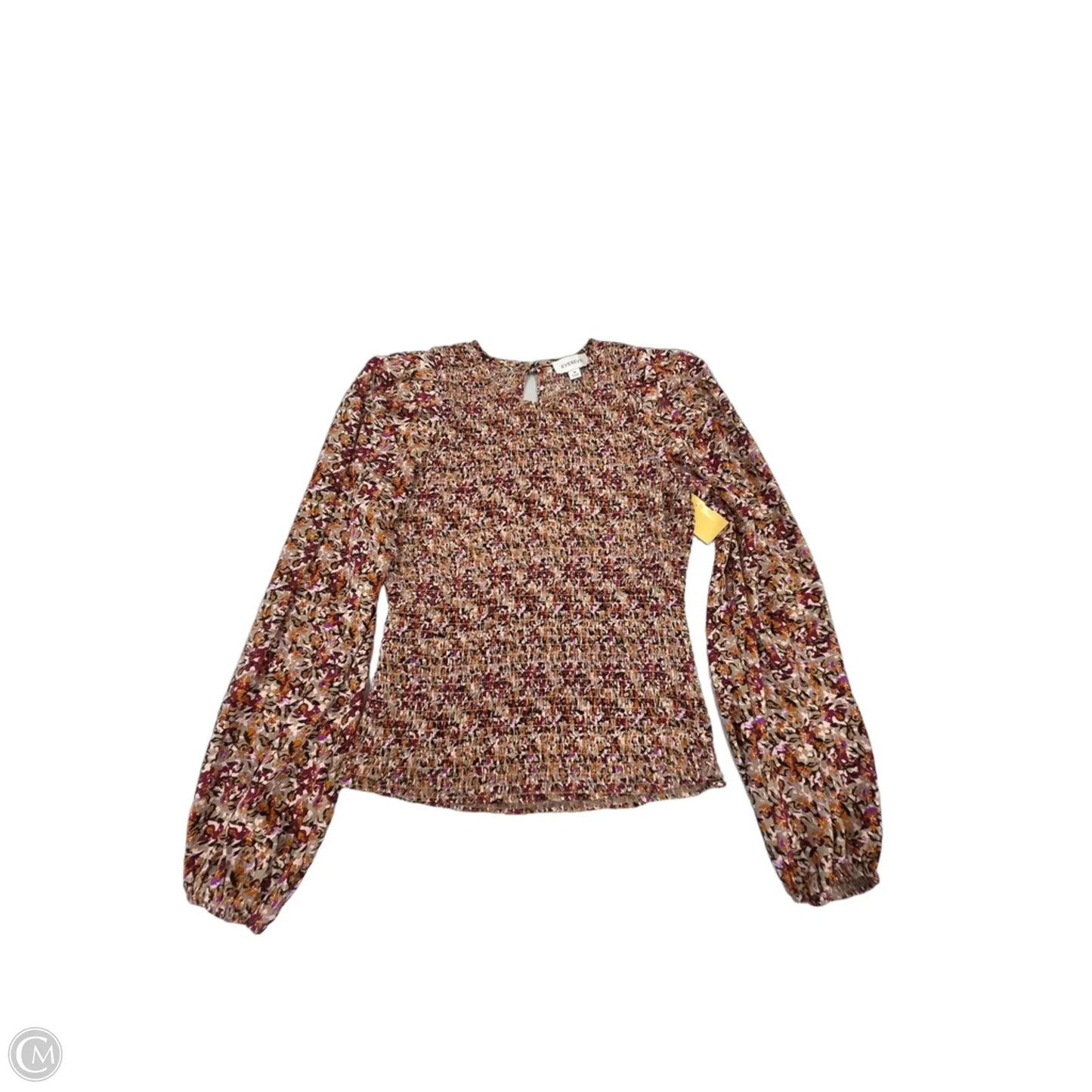 Top Long Sleeve By Evereve In Floral Print, Size: M