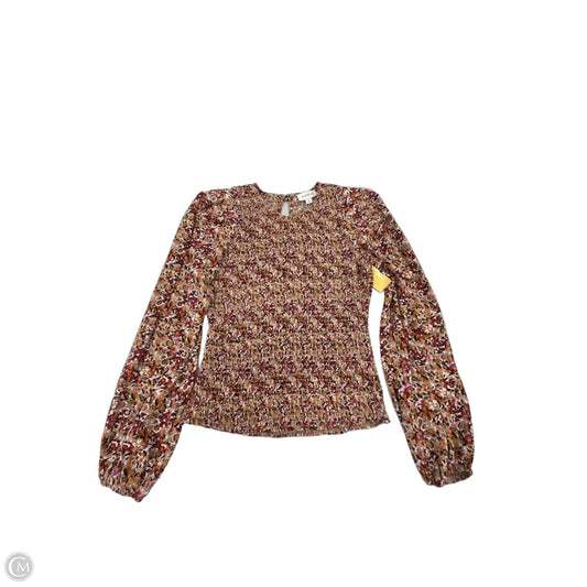 Top Long Sleeve By Evereve In Floral Print, Size: M