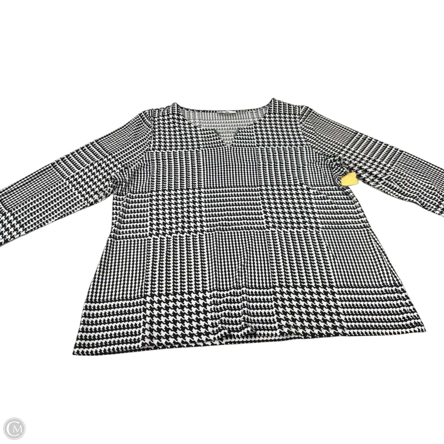 Top Long Sleeve By Calvin Klein In Black & White, Size: Xl