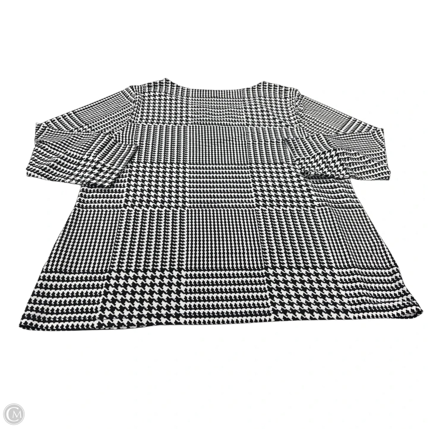 Top Long Sleeve By Calvin Klein In Black & White, Size: Xl