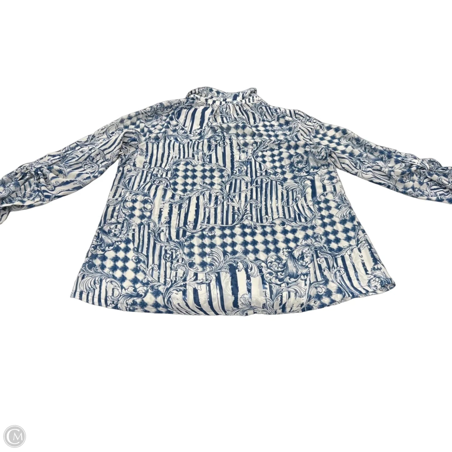 Top Long Sleeve By Soft Surroundings In Blue & White, Size: Xl