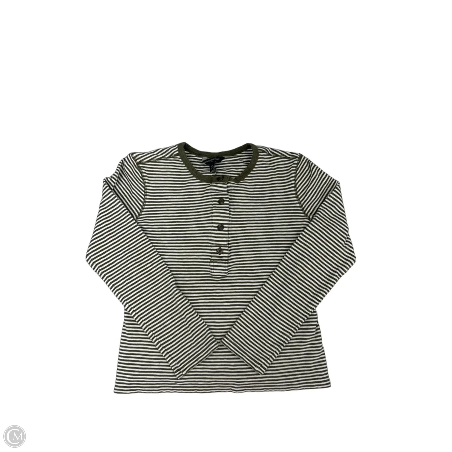Top Long Sleeve By Banana Republic In Green & White, Size: Xs