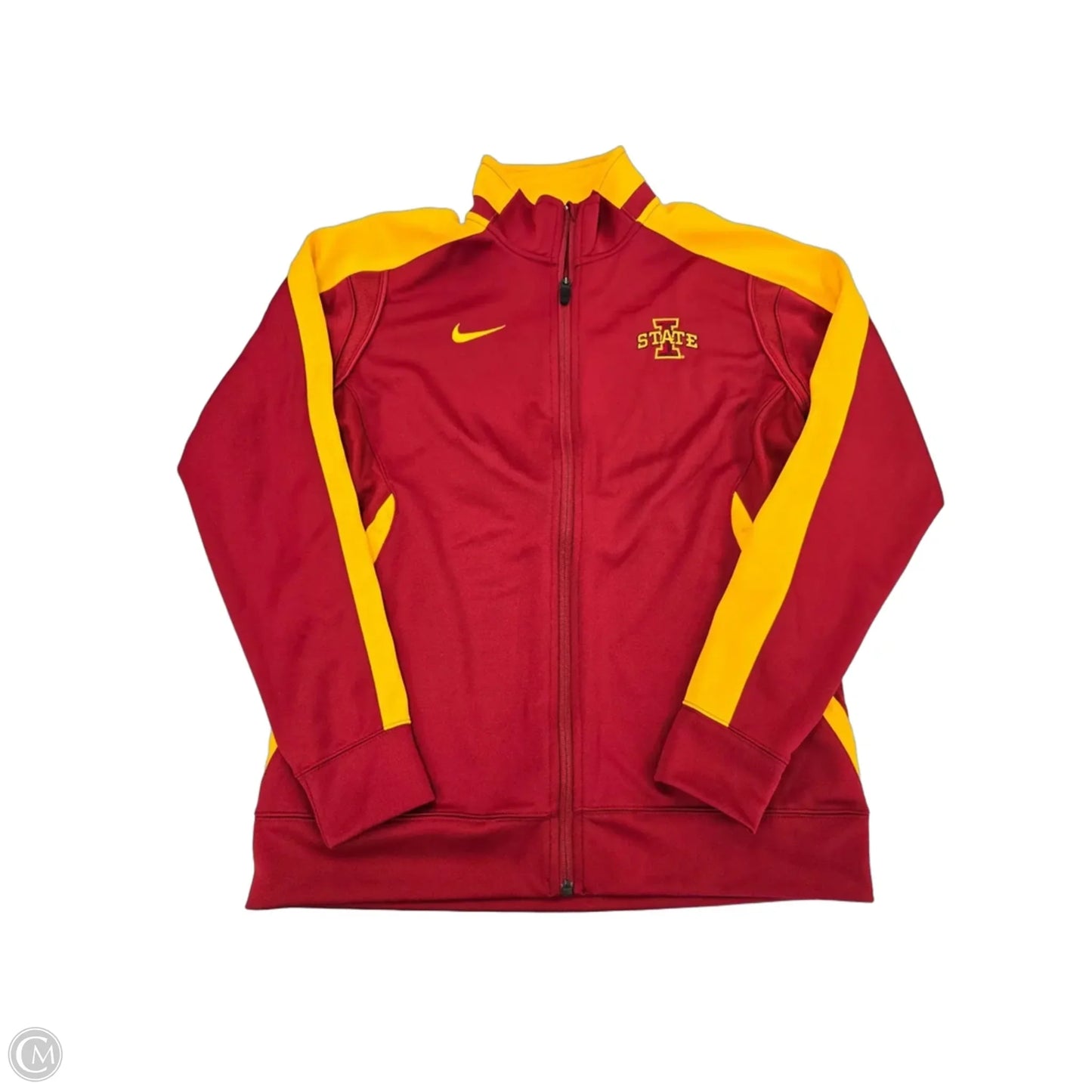 Athletic Jacket By Nike In Red & Yellow, Size: M