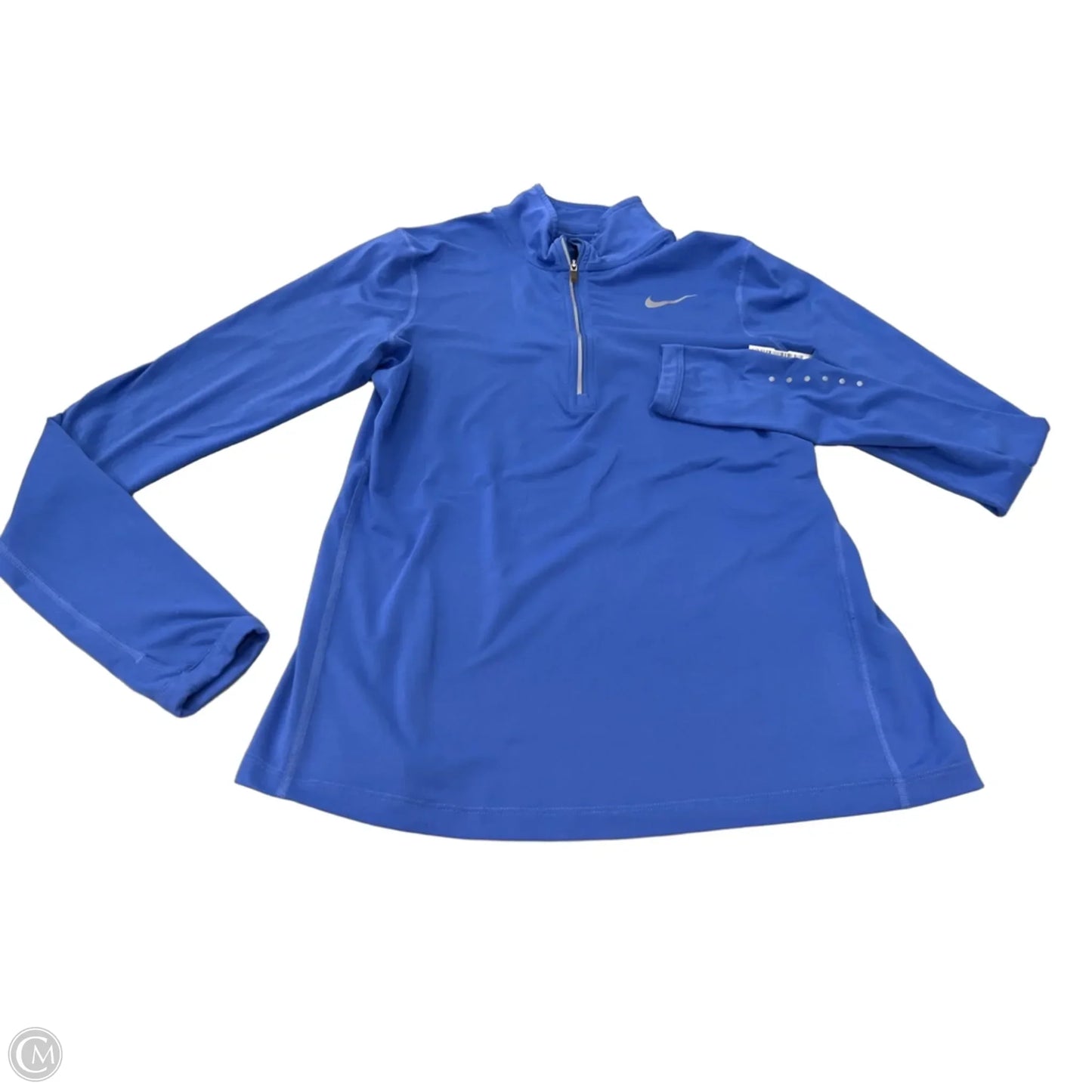 Athletic Top Long Sleeve Collar By Nike In Blue, Size: S