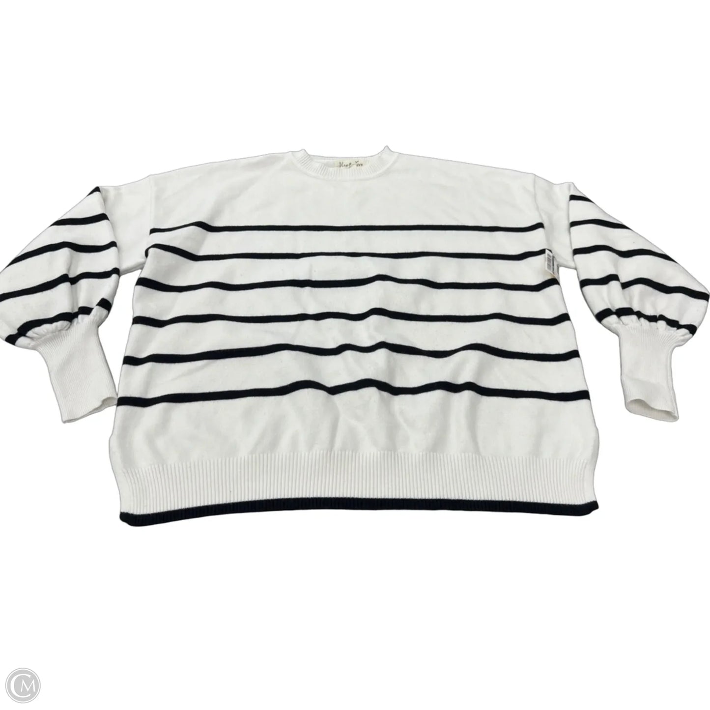 Top Long Sleeve By Vine & Love In Black & White, Size: S