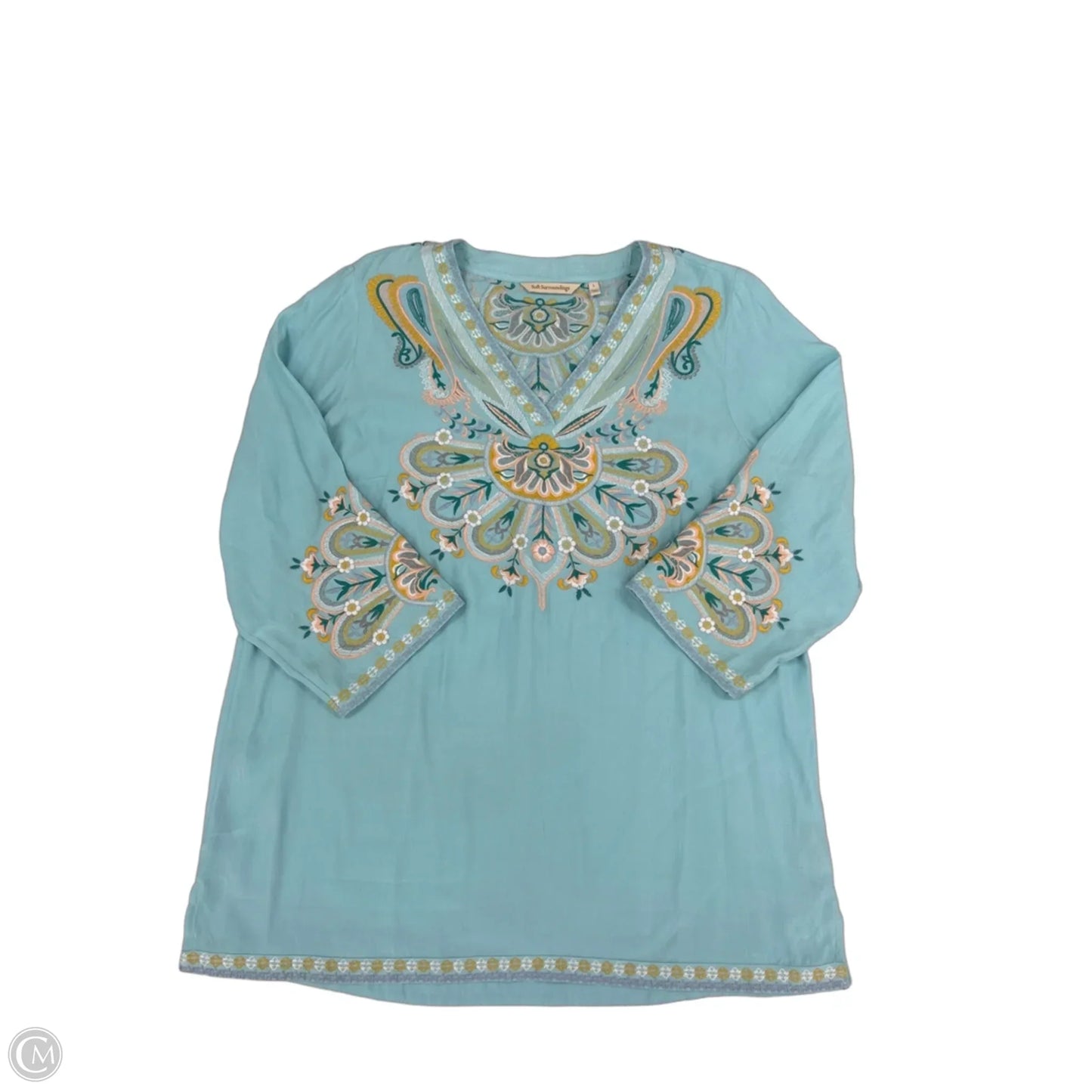 Top 3/4 Sleeve By Soft Surroundings In Teal, Size: L