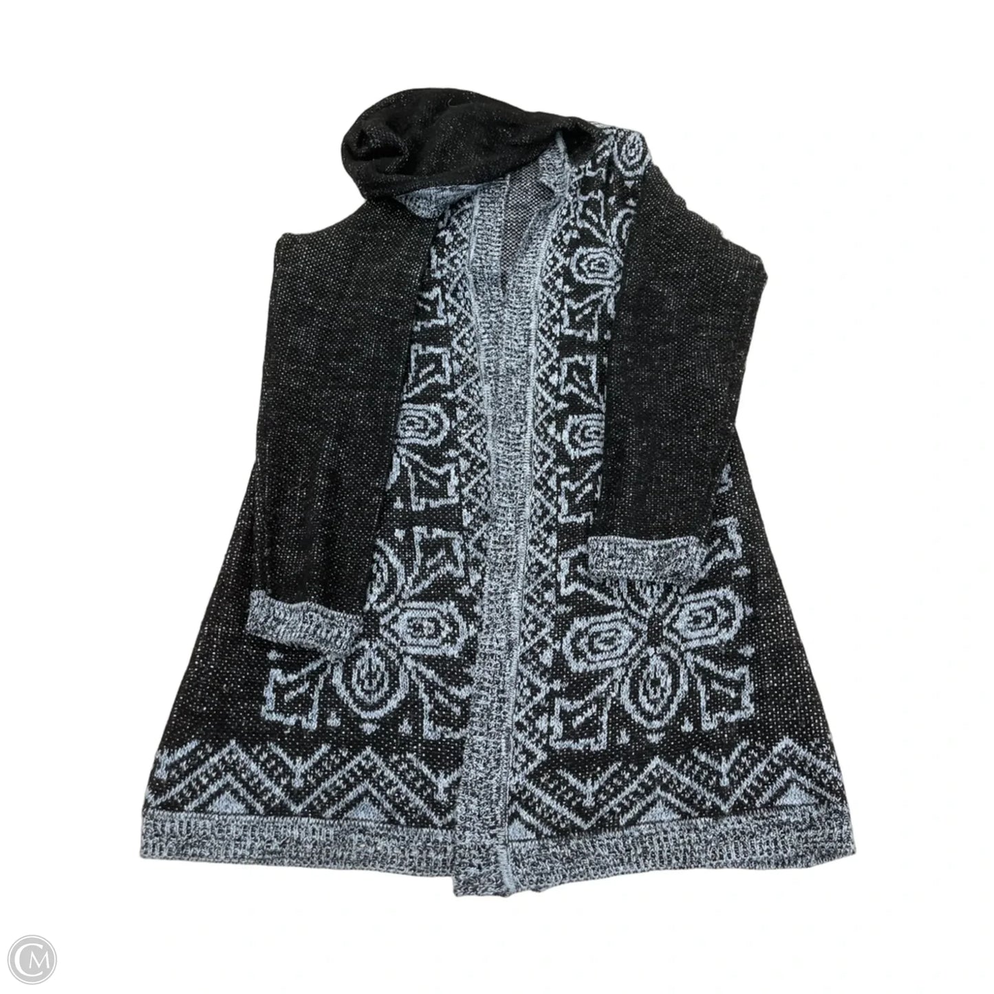Sweater Cardigan By One World In Black & Blue, Size: Xl
