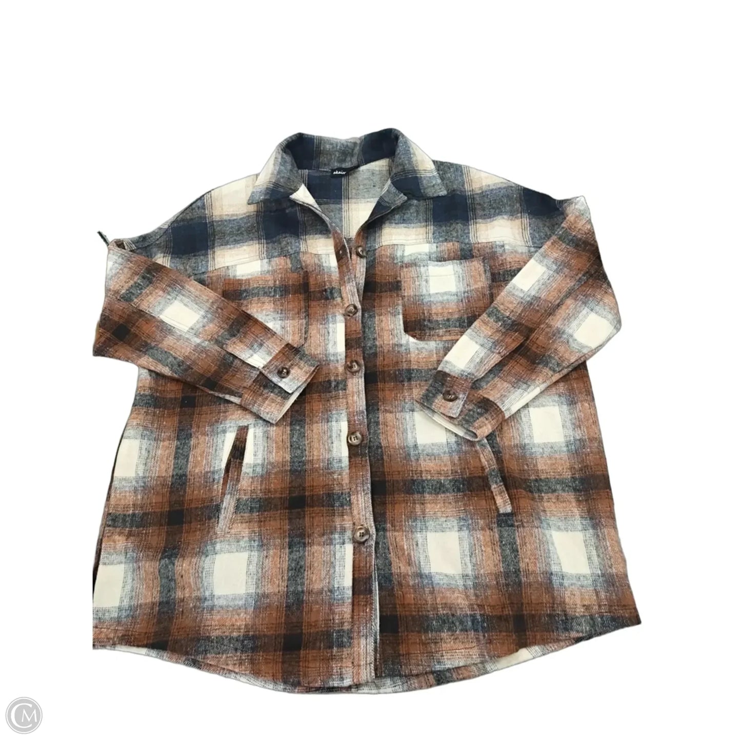 Top Long Sleeve By Cme In Brown, Size: M