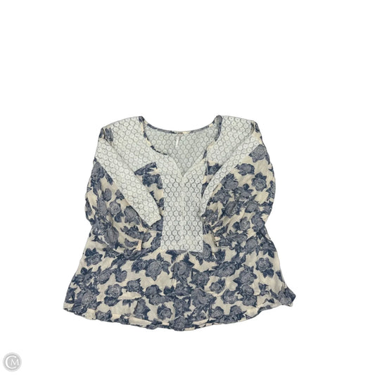Top Long Sleeve By Free People In Blue & White, Size: S