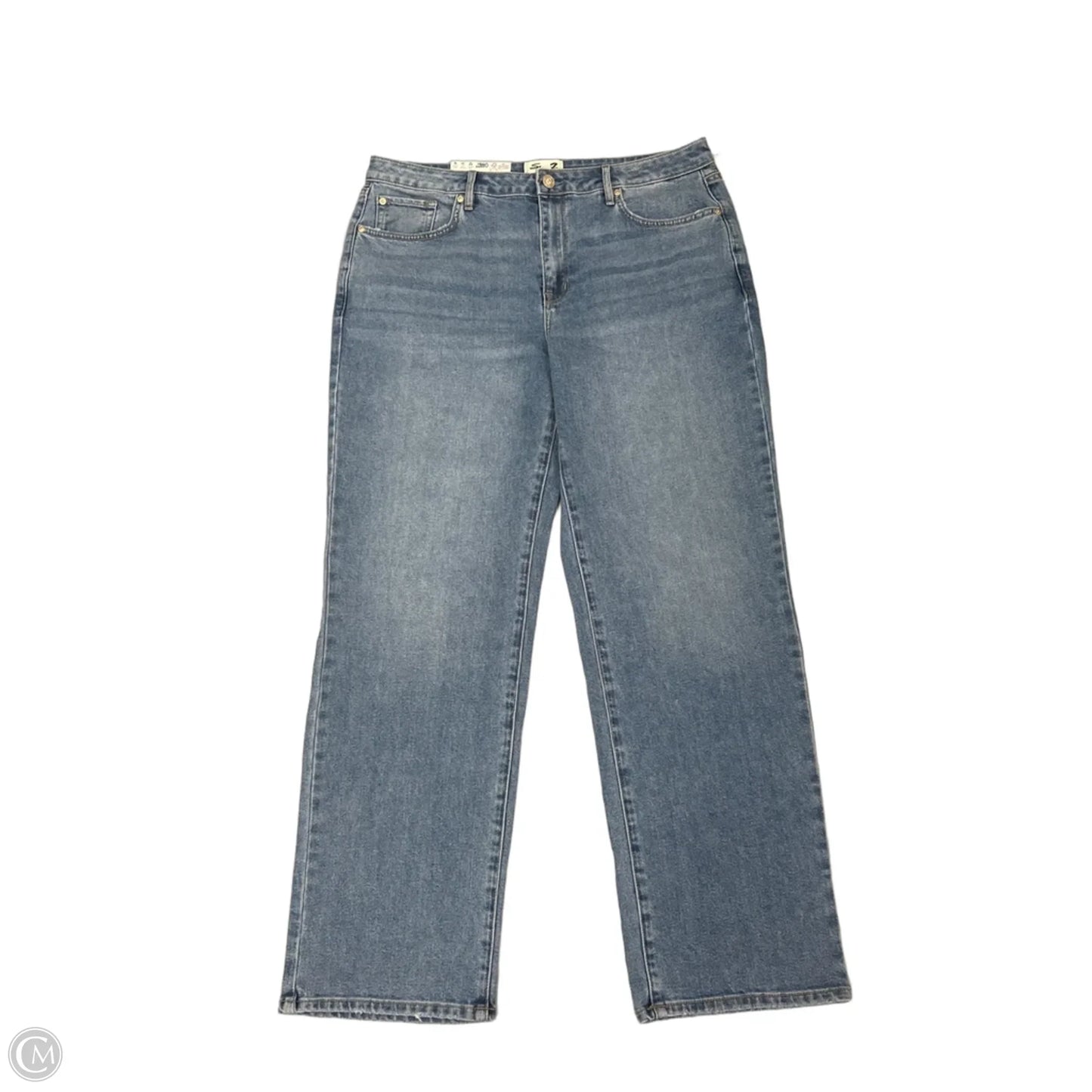 Jeans Straight By Seven 7 In Blue Denim, Size: 12