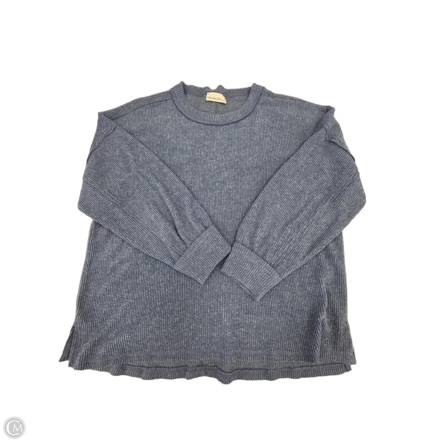 Top Long Sleeve By Zenana Outfitters In Blue, Size: 1x