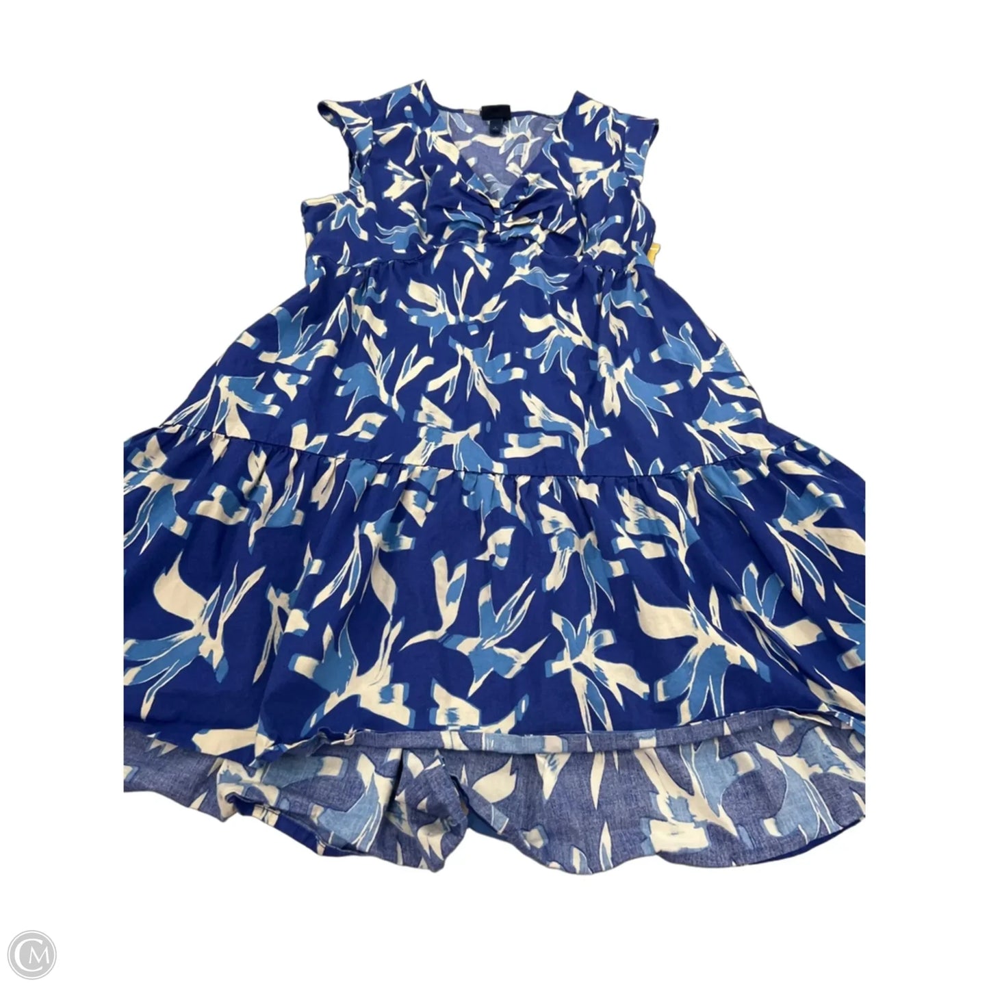 Dress Casual Midi By Scoop In Blue & White, Size: L