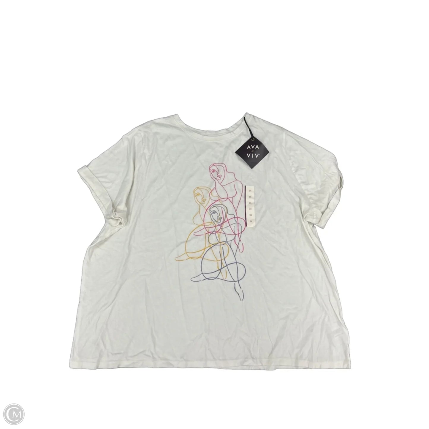 Top Short Sleeve By Ava & Viv In White, Size: 3x