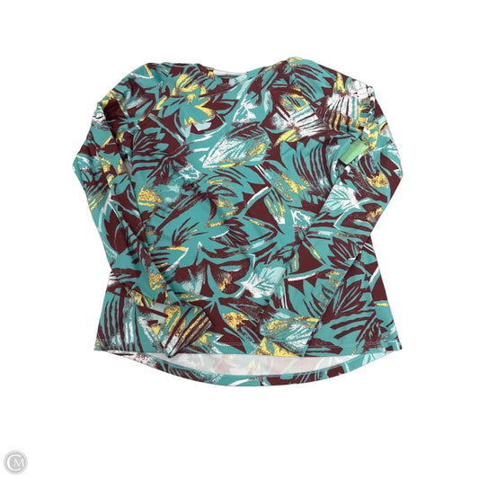Athletic Top Long Sleeve Hoodie By Columbia In Tropical Print, Size: L