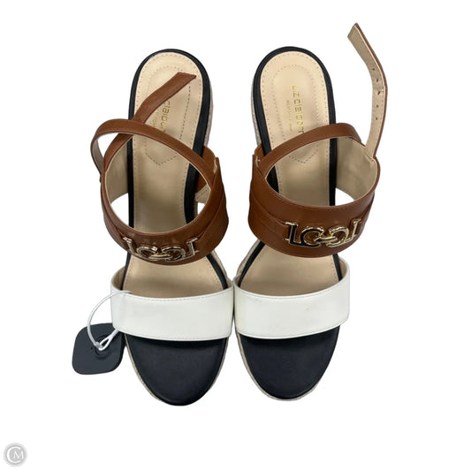 Shoes Heels Wedge By Liz Claiborne In Brown & White, Size: 11