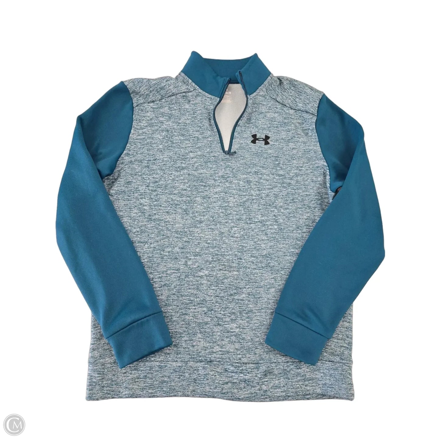 Athletic Top Long Sleeve Collar By Under Armour In Teal, Size: M