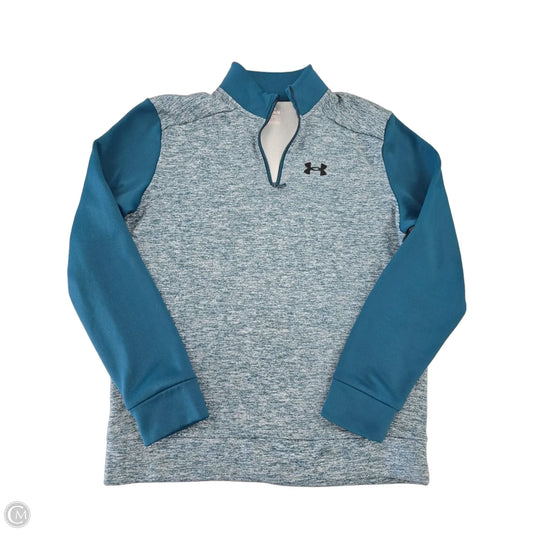 Athletic Top Long Sleeve Collar By Under Armour In Teal, Size: M