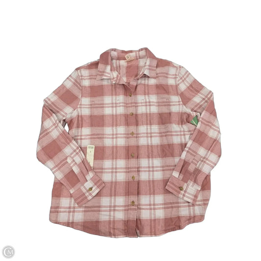 Top Long Sleeve By Ana In Pink & White, Size: S