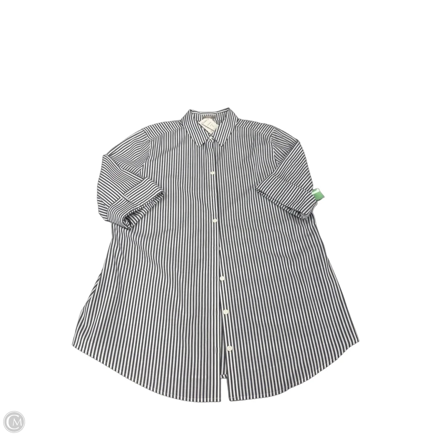 Top Long Sleeve By Chicos In Grey & White, Size: L