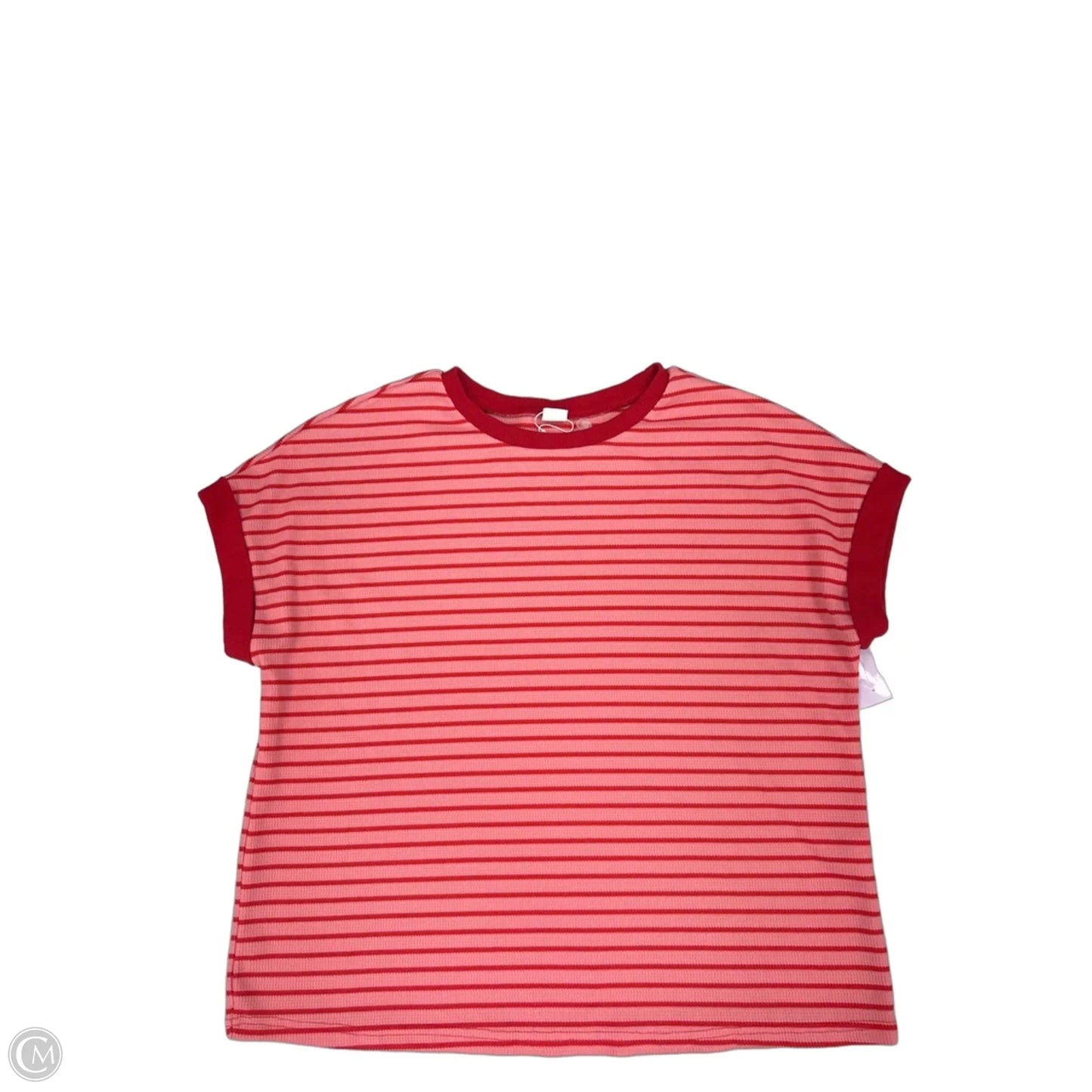 Top Short Sleeve By Cme In Pink & Red, Size: L
