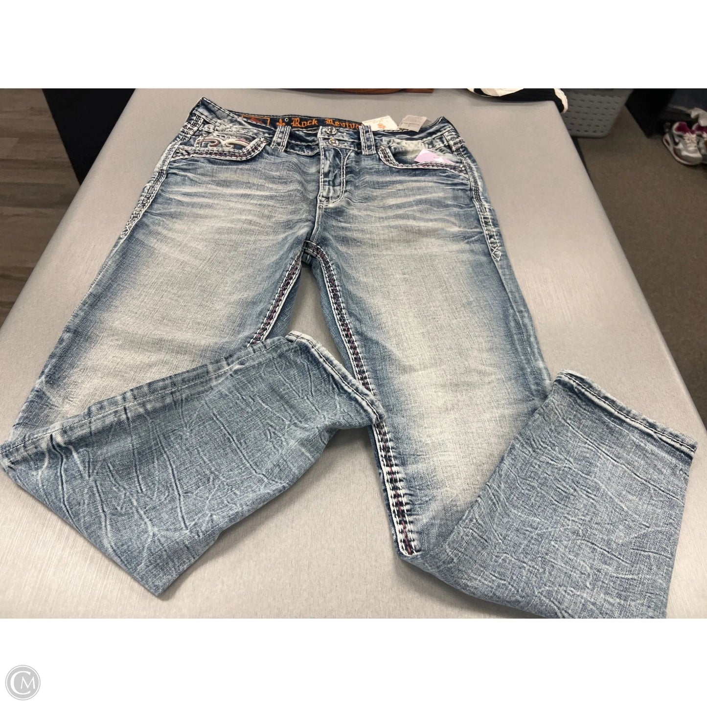 Jeans Straight By Rock Revival In Blue Denim, Size: 12