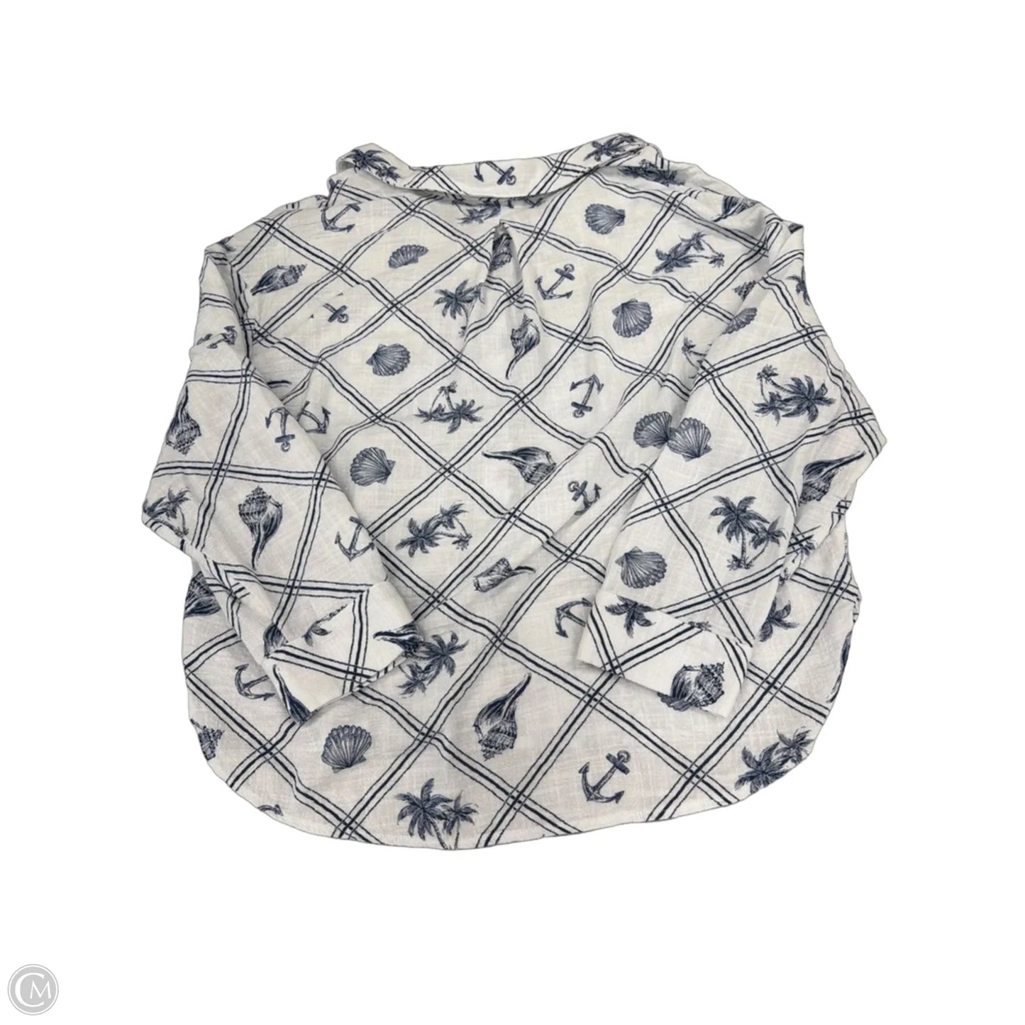 Top Long Sleeve By Shade & Shore In Blue & White, Size: L