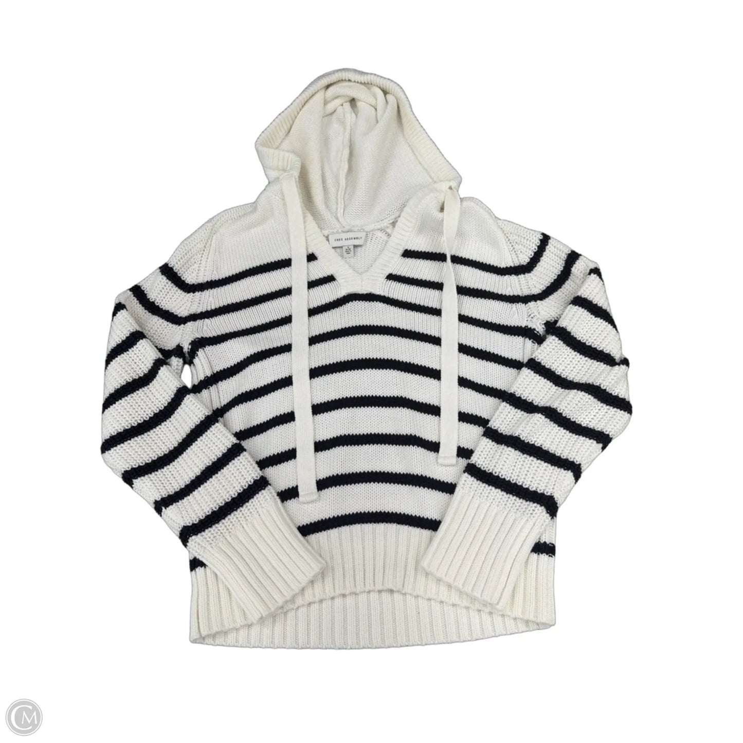 Sweater By Free Assembly In Blue & White, Size: S