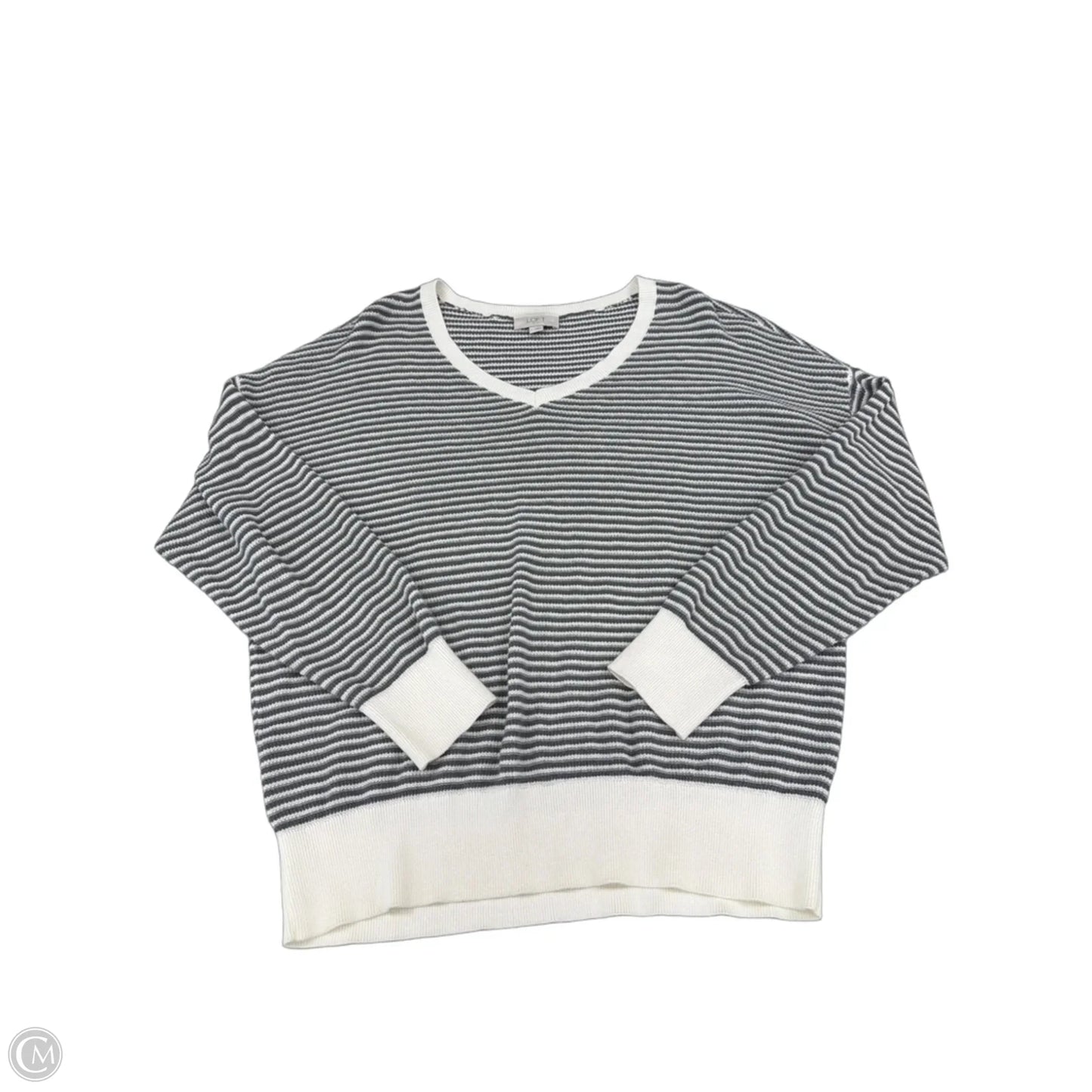 Sweater By Loft In Cream & Grey, Size: L