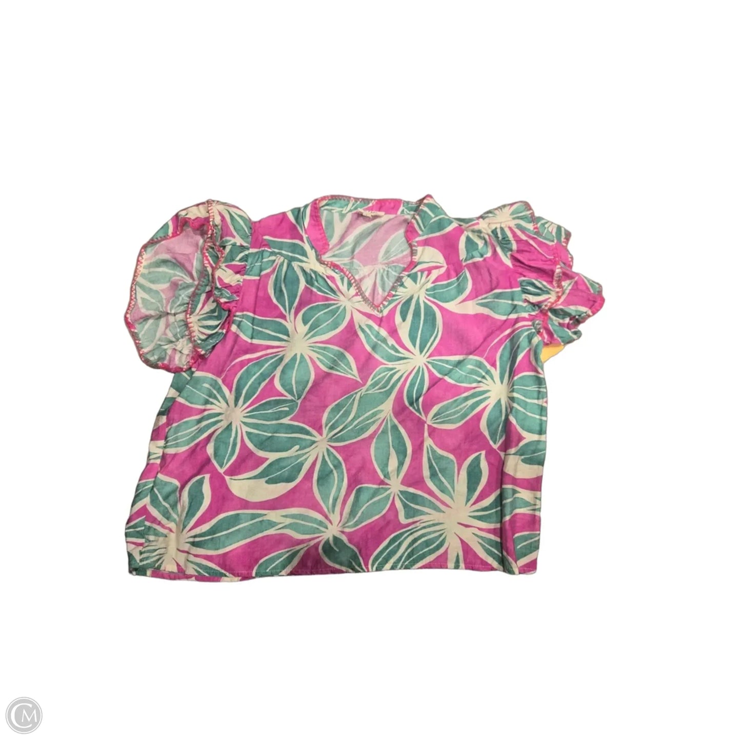 Top Short Sleeve By Bibi In Green & Pink, Size: L