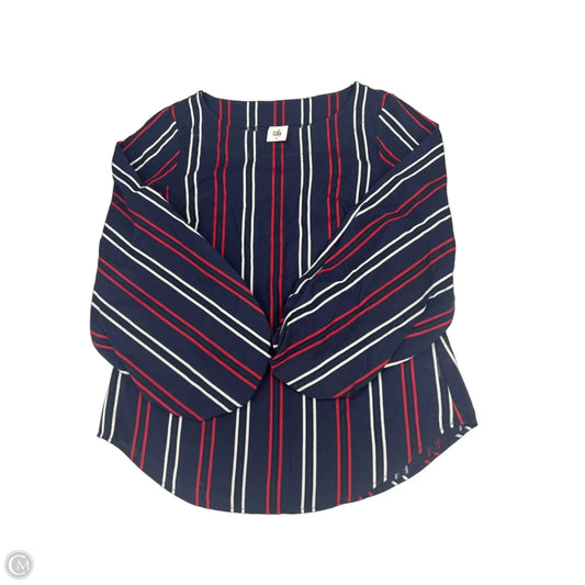 Top Long Sleeve By Cabi In Blue Red & White, Size: Xs