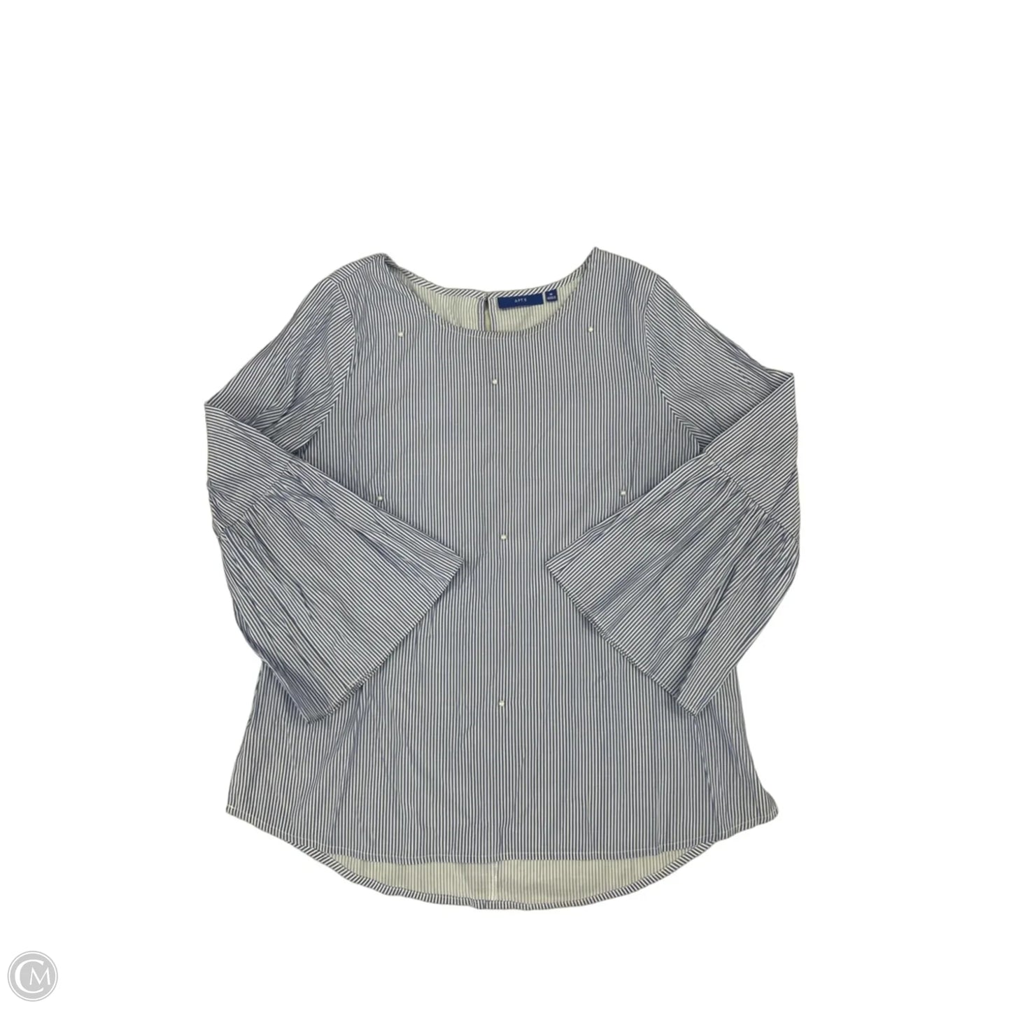 Top Long Sleeve By Apt 9 In Blue & White, Size: M